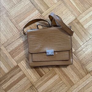 Loeffler Randall Tan Croc-Embossed Shoulder Bag